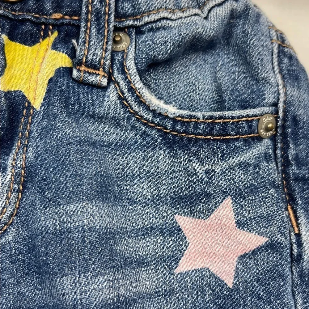 Baby GAP 90’s loose released hem multi star blue jeans adjustable waist 18/24 m